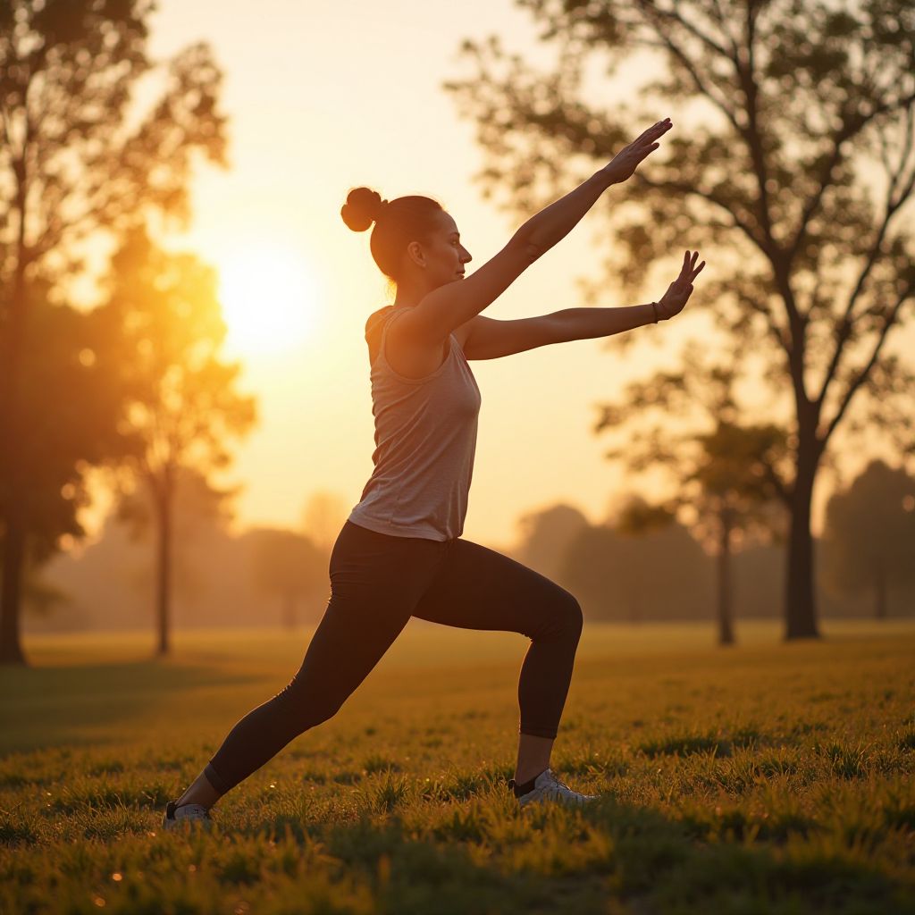 Person stretching outdoors